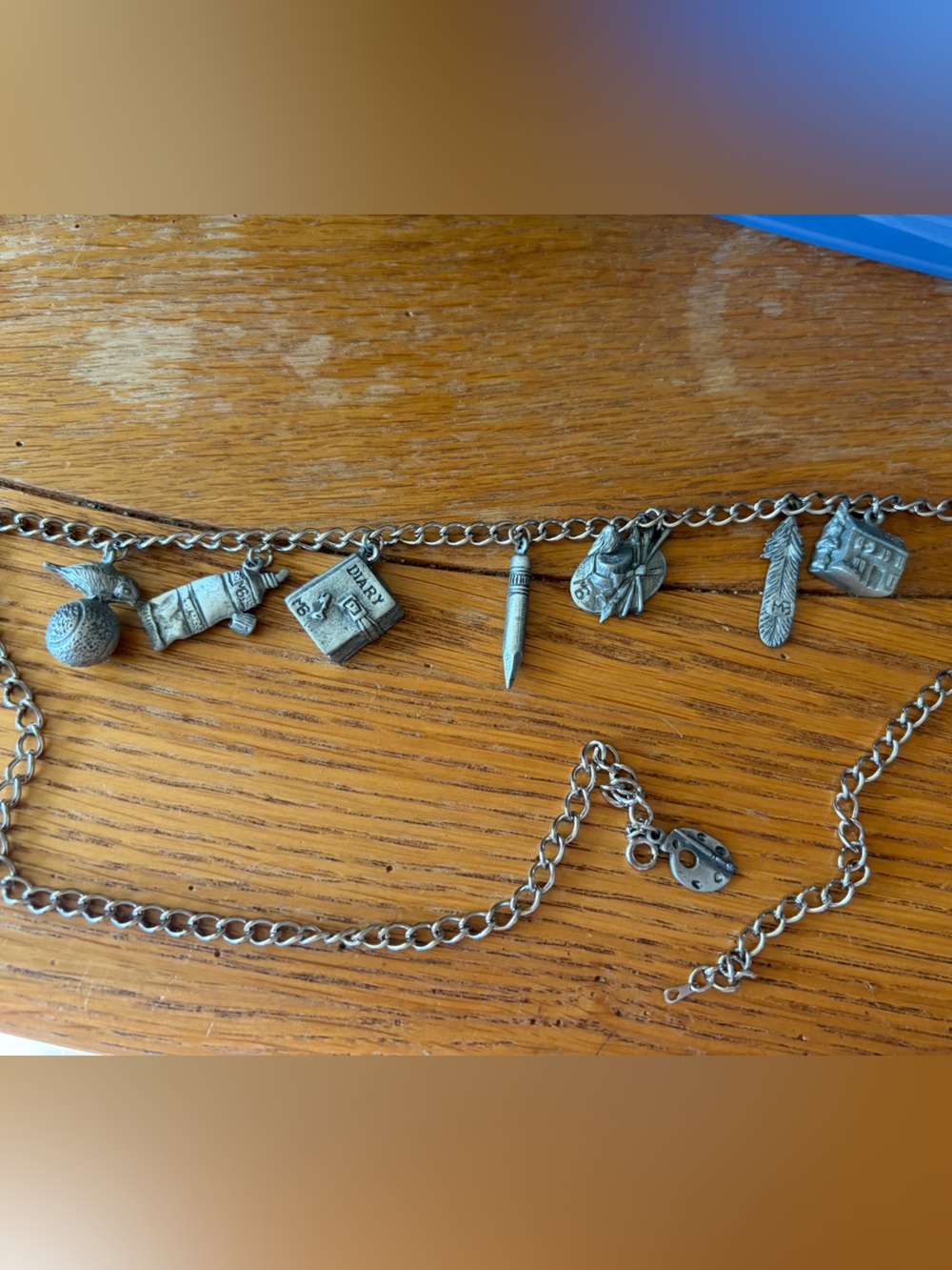 Vintage Signed MB Pewter Charm Bracelet by Marjolein Bastin INCLUDES CHARMS